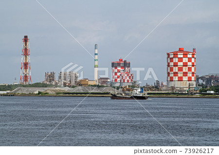 View of Ogishima factory and canal 73926217