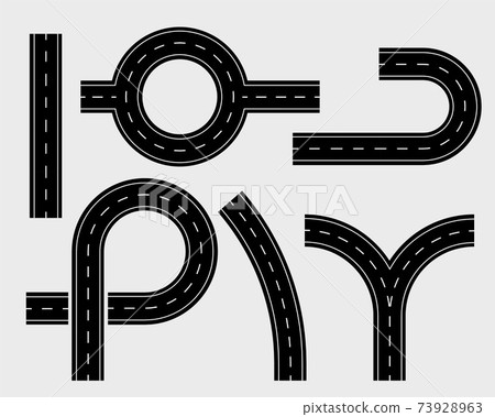 road elements set of tracks and winding curve road elements set of tracks and winding curve 73928963