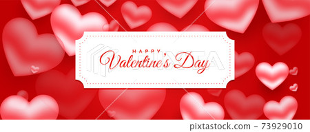 happy valentines day romantic 3d hearts banner... - Stock Illustration ...