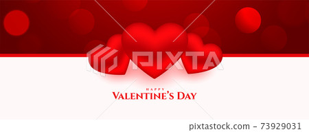 happy valentines day 3d hearts banner beautiful... - Stock Illustration ...
