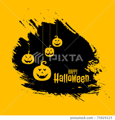 Hanging scary pumpkins on happy halloween card - Stock Illustration ...