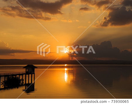 sunset in river at Lum Chae dam, Khonburi, Nakhon Ratchasima, Thailand 73930065