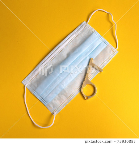 Surgical mask and elevator button contactless tool, no-touch opener door handle. prevent virus infection 73930885