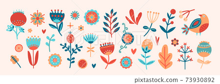 Flower graphic design. Vector set of floral elements with hand drawn flowers Flower graphic design. Vector set of floral elements with hand drawn flowers 73930892