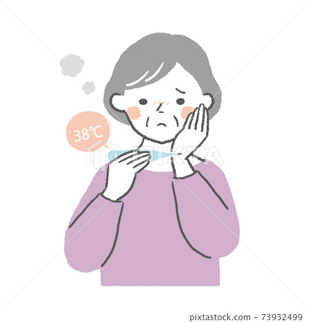 老婦凝視溫度計 73932499