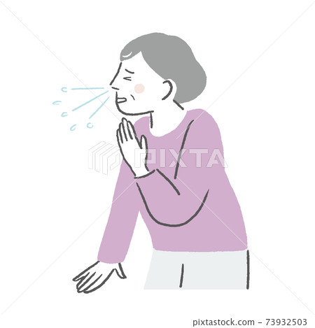 Elderly Woman Sneezing - Stock Illustration [73932503] - Pixta