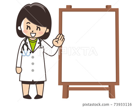 Female doctor and whiteboard 73933116
