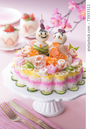 Hinamatsuri dining table image Deco rose chirashizushi 73933311