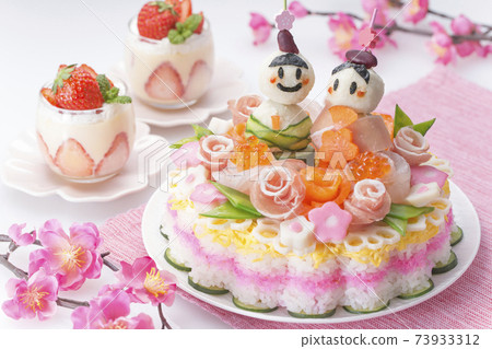 Hinamatsuri餐桌圖片Deco rose chirashizushi 73933312