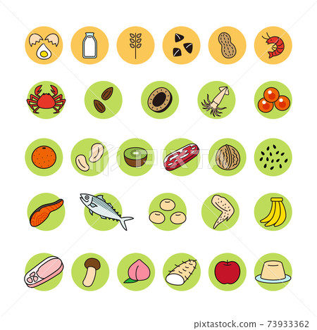 28 items such as food allergies, specific raw materials, icons, colorful set 28 items such as food allergies, specific raw materials, icons, colorful set 73933362