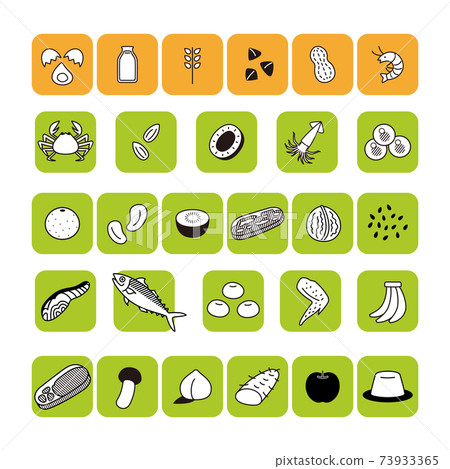 Food allergy 28 items such as specific raw materials Icon set 73933365