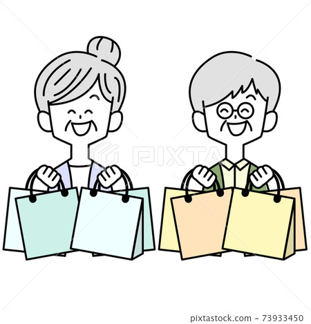 Elderly couple enjoying shopping 73933450