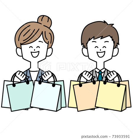 Men and women in suits enjoying shopping 73933591