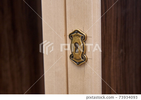 Joinery. Wooden cabinet doors with keyhole. Wooden frame. Wooden furniture manufacturing process Joinery. Wooden cabinet doors with keyhole. Wooden frame. Wooden furniture manufacturing process 73934093