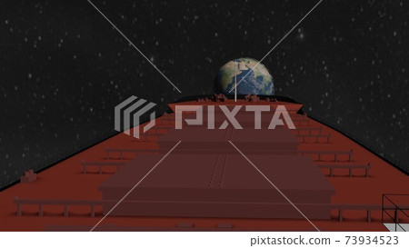 Bulk Carrier big cargo ship flying to planet Earth isolated 3d rendering Bulk Carrier big cargo ship flying to planet Earth isolated 3d rendering 73934523