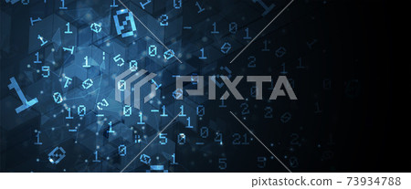 Bytes of binary code run through network.... - Stock Illustration ...