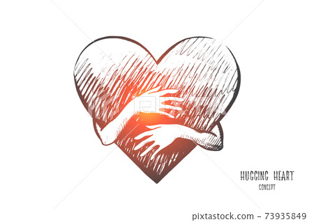 Hugging heart concept. Hand drawn isolated vector. 73935849