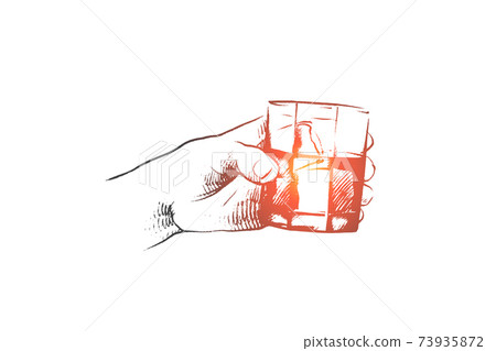 Time to drink concept. Hand drawn isolated vector. Time to drink concept. Hand drawn isolated vector. 73935872