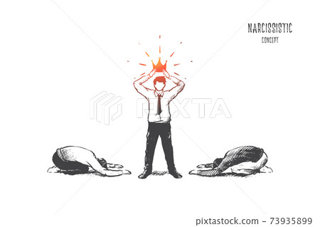 Narcissistic concept. Hand drawn isolated vector. Narcissistic concept. Hand drawn isolated vector. 73935899