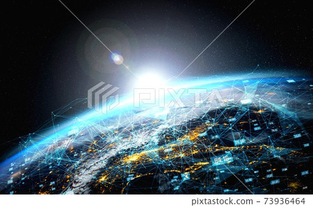Global network connection covering the earth with lines of innovative perception Global network connection covering the earth with lines of innovative perception 73936464