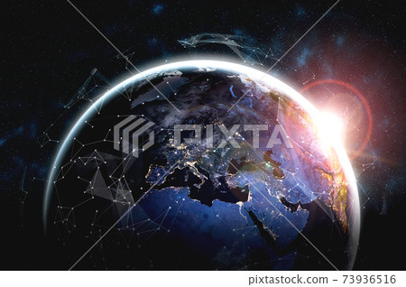 Global network connection covering the earth with lines of innovative perception Global network connection covering the earth with lines of innovative perception 73936516