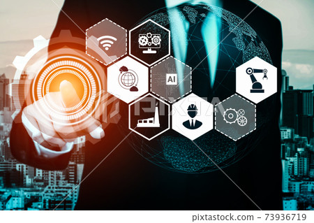 Industry 4.0 technology concept - Smart factory for fourth industrial revolution Industry 4.0 technology concept - Smart factory for fourth industrial revolution 73936719