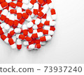 Photo material of a large number of capsules (medicines, supplements) with copy space 73937240