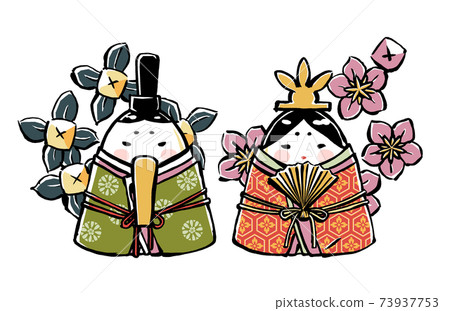 Handmade egg shells with tachibana and cherry blossoms Hand-painted male and female chicks with brush and matte Handmade egg shells with tachibana and cherry blossoms Hand-painted male and female chicks with brush and matte 73937753