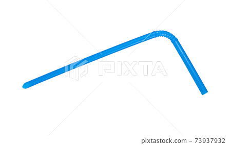 Blue juice straw on white background 73937932