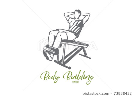 Abdominal, exercises, body, building, workout concept. Hand drawn isolated vector. 73938432