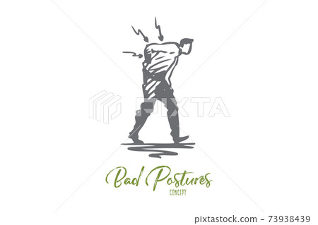 Posture, bad, spine, pain, back, problem concept. Hand drawn isolated vector. 73938439
