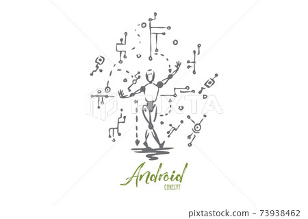 Circuit, technology, robot, data, android concept. Hand drawn isolated vector. Circuit, technology, robot, data, android concept. Hand drawn isolated vector. 73938462