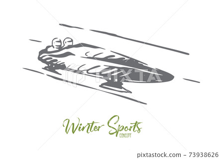 Luge, winter, sport, ice, speed concept. Hand drawn isolated vector. 73938626
