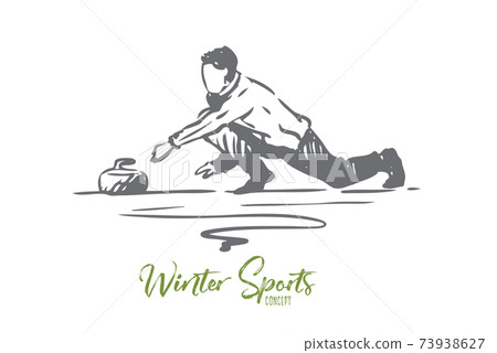 Curling, winter, sport, ice, stone concept. Hand drawn isolated vector. Curling, winter, sport, ice, stone concept. Hand drawn isolated vector. 73938627