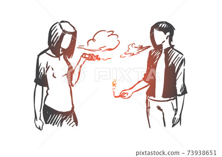 Vape, e-cigarette, girl, smoke concept. Hand... - Stock Illustration  [73938651] - PIXTA