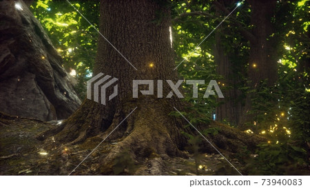 Fantasy firefly lights in the magical forest 73940083