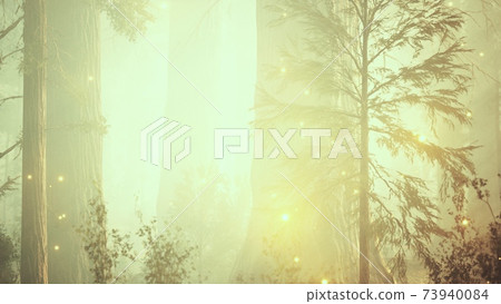 Fantasy firefly lights in the magical forest Fantasy firefly lights in the magical forest 73940084