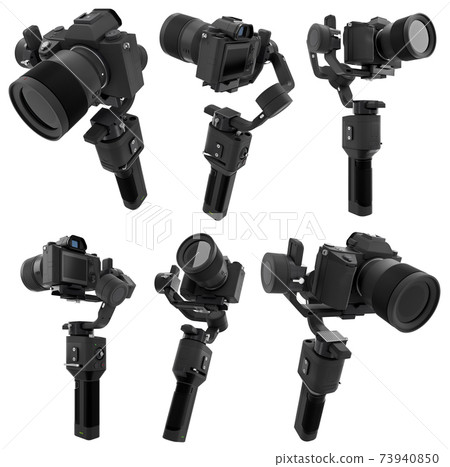 3-axis gimbal stabilization system with nonexistent mirrorless camera isolated 3-axis gimbal stabilization system with nonexistent mirrorless camera isolated 73940850