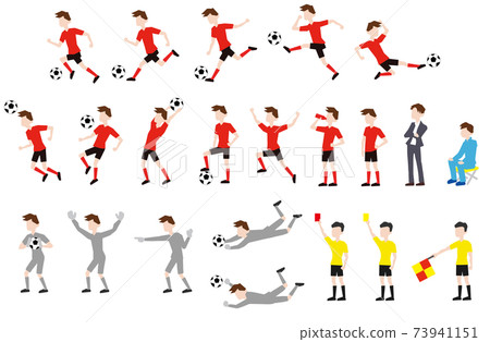 Soccer player, referee, referee, manager, keeper, ball person, red uniform 73941151