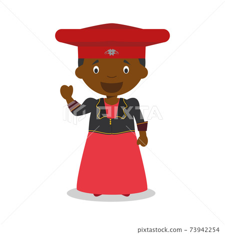 Character from Namibia (Herero Tribe) dressed in the traditional way Vector Illustration. Kids of the World Collection. 73942254