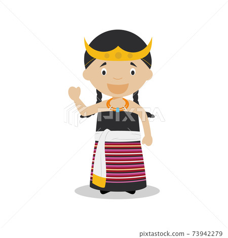 Character from East Timor dressed in the traditional way Vector Illustration. Kids of the World Collection. 73942279