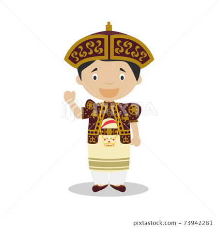 Character from Sri Lanka dressed in the traditional wedding way Vector Illustration. Kids of the World Collection. 73942281