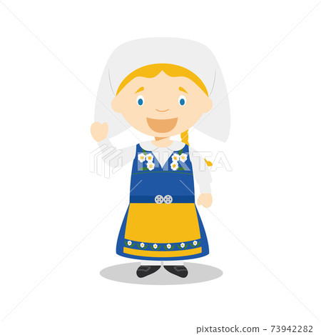 Character from Sweden dressed in the traditional way Vector Illustration. Kids of the World Collection. 73942282