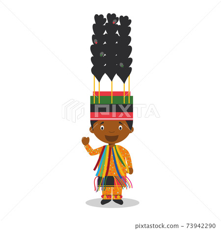 Character from Saint Kitts and Nevis dressed in the traditional way for carnival. Vector Illustration. Kids of the World Collection. Character from Saint Kitts and Nevis dressed in the traditional way for carnival. Vector Illustration. Kids of the World Collection. 73942290