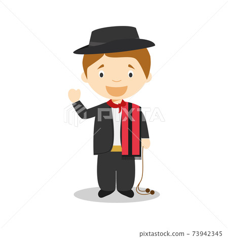 Character from Uruguay dressed in the traditional way as a gaucho. Vector Illustration. Kids of the World Collection. 73942345
