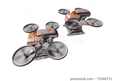 Drone delivery (medical drone: formation flight: white background) Drone delivery (medical drone: formation flight: white background) 73946751