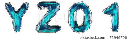 Realistic 3D set of letters Y, Z, 0, 1 made of low poly style. Collection symbols of low poly style blue color glass isolated on white background 3d Realistic 3D set of letters Y, Z, 0, 1 made of low poly style. Collection symbols of low poly style blue color glass isolated on white background 3d 73946796