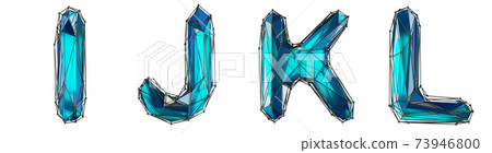 Realistic 3D set of letters I, J, K, L made of low poly style. Collection symbols of low poly style blue color glass isolated on white background 3d Realistic 3D set of letters I, J, K, L made of low poly style. Collection symbols of low poly style blue color glass isolated on white background 3d 73946800
