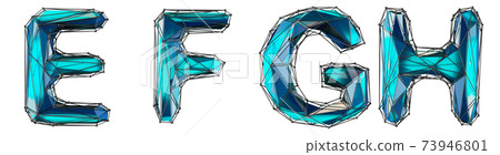 Realistic 3D set of letters E, F, G, H made of low poly style. Collection symbols of low poly style blue color glass isolated on white background 3d Realistic 3D set of letters E, F, G, H made of low poly style. Collection symbols of low poly style blue color glass isolated on white background 3d 73946801