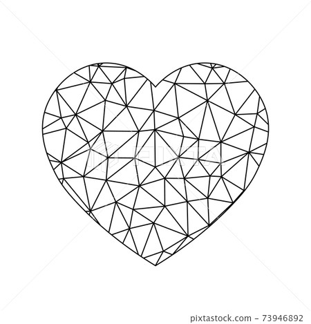 Low poly net heart. Symbol of love and St Valentines Day. Vector illustration Low poly net heart. Symbol of love and St Valentines Day. Vector illustration 73946892